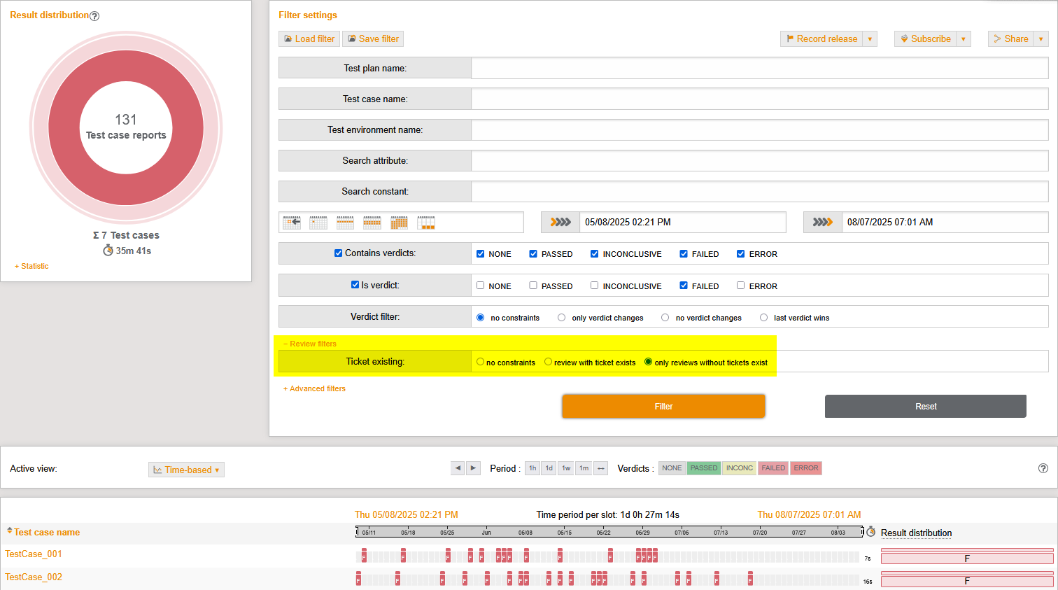 review issue ticker filter