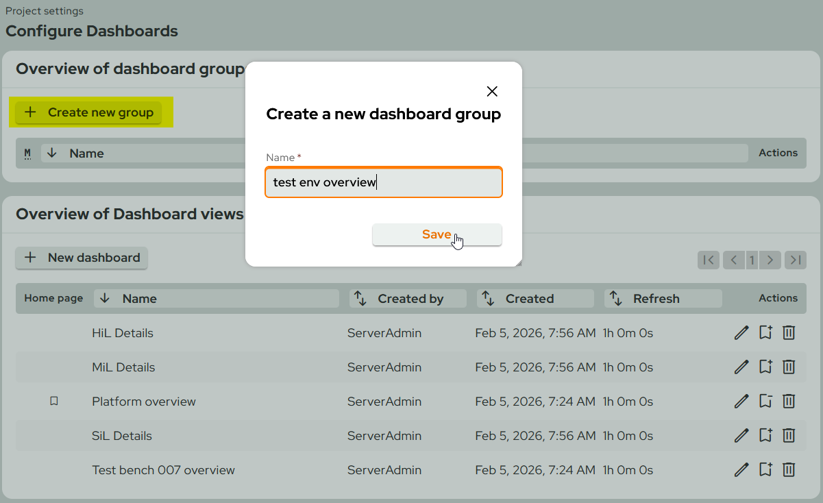 Dashboard CreateGroupTag