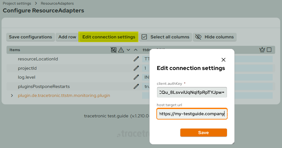 ti ChangeResourceAdapterConnectionSettings