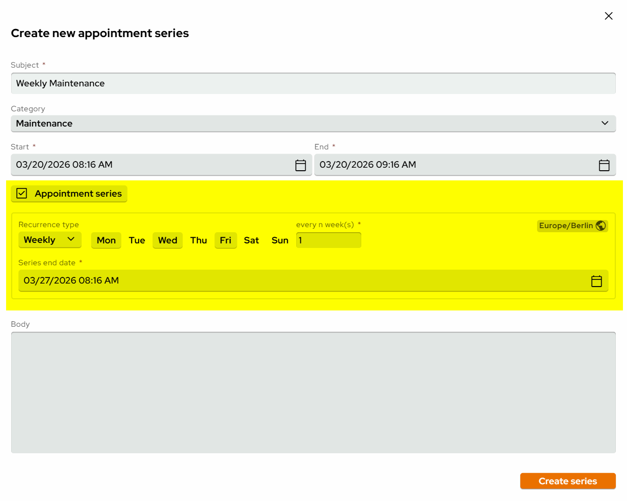 ti CalendarAppointmentSeries