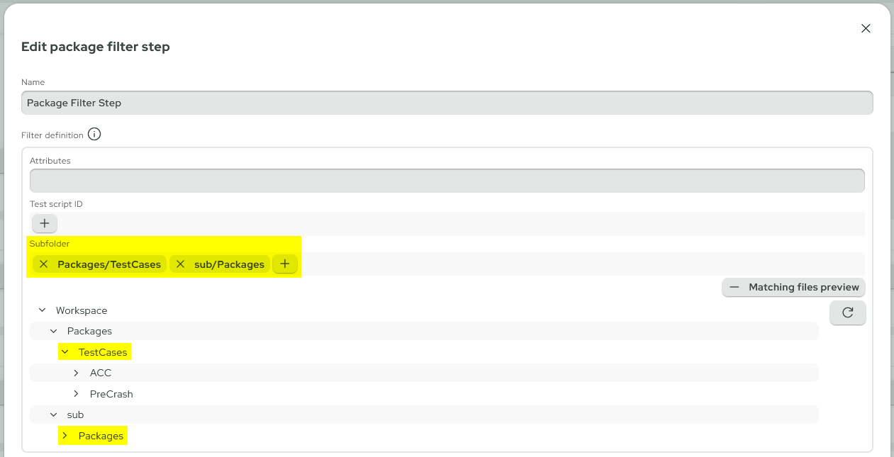av PackageFilterStepSubfolders