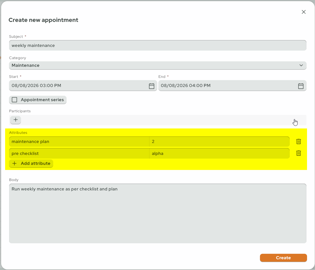 ti appointmentAttributes