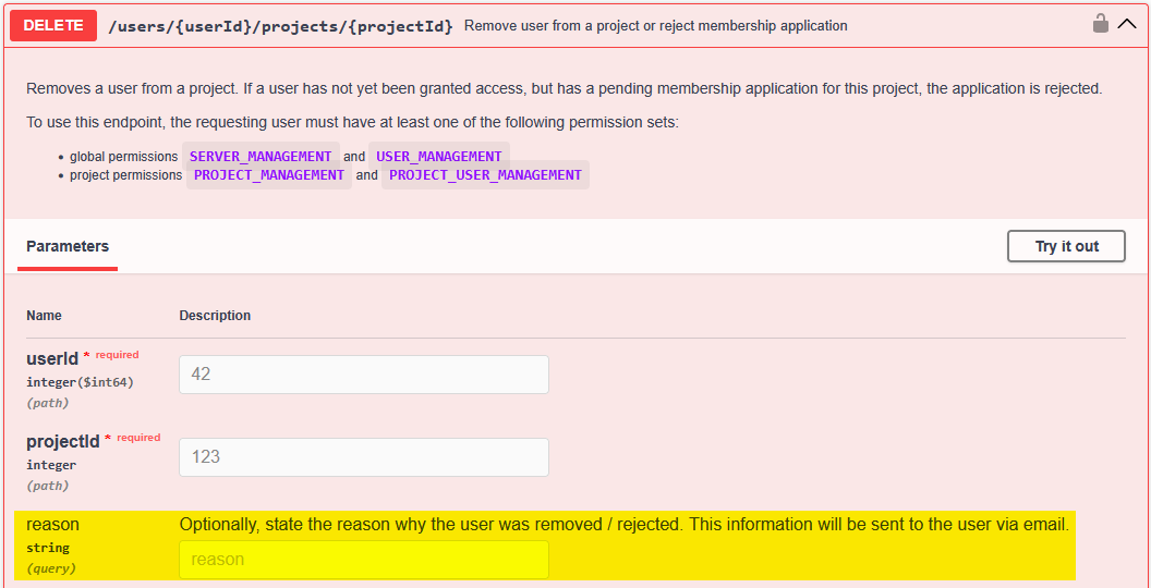 usermanagementRemoveProjectUserWithReason